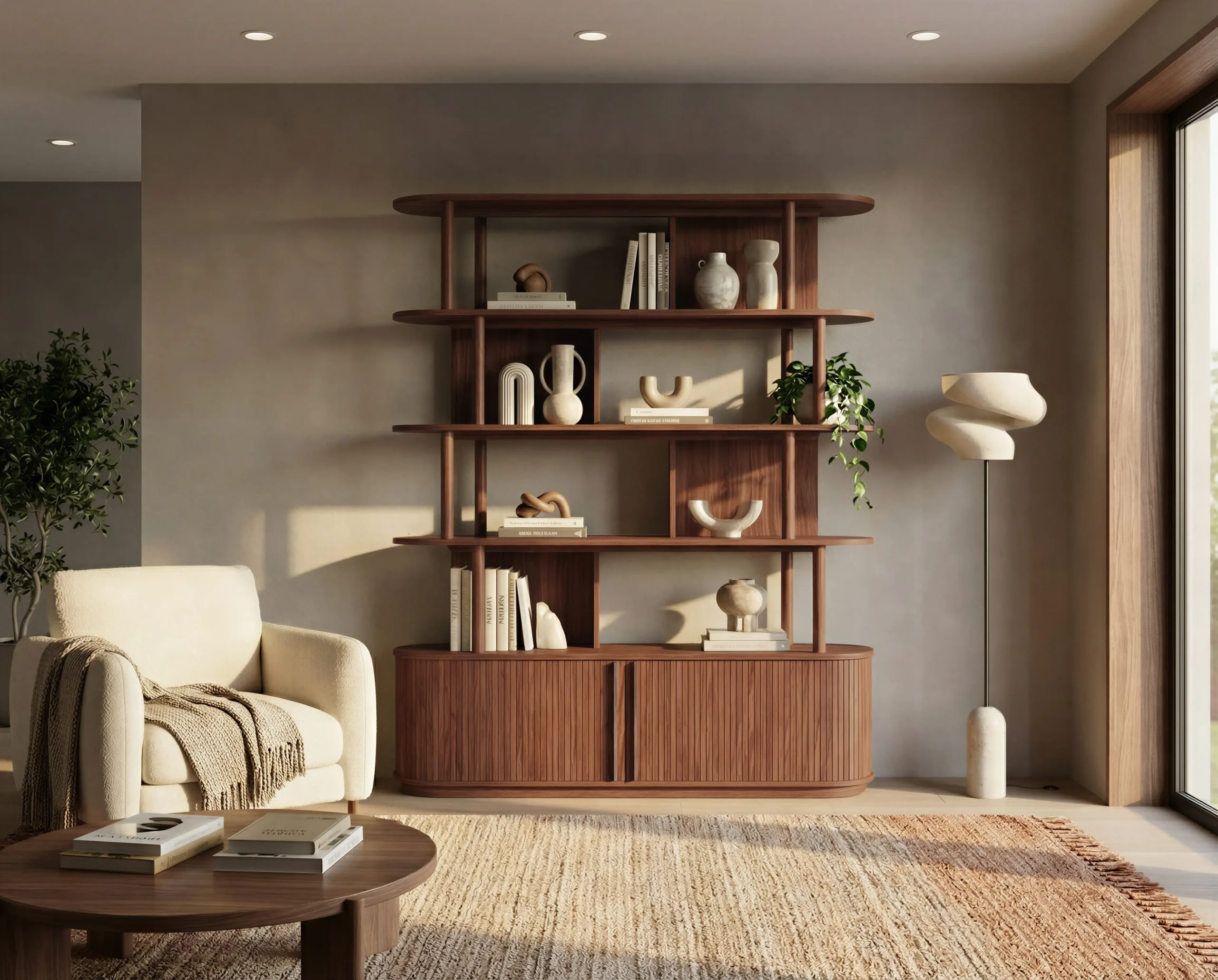 Hudson bookcase in a japandi home.