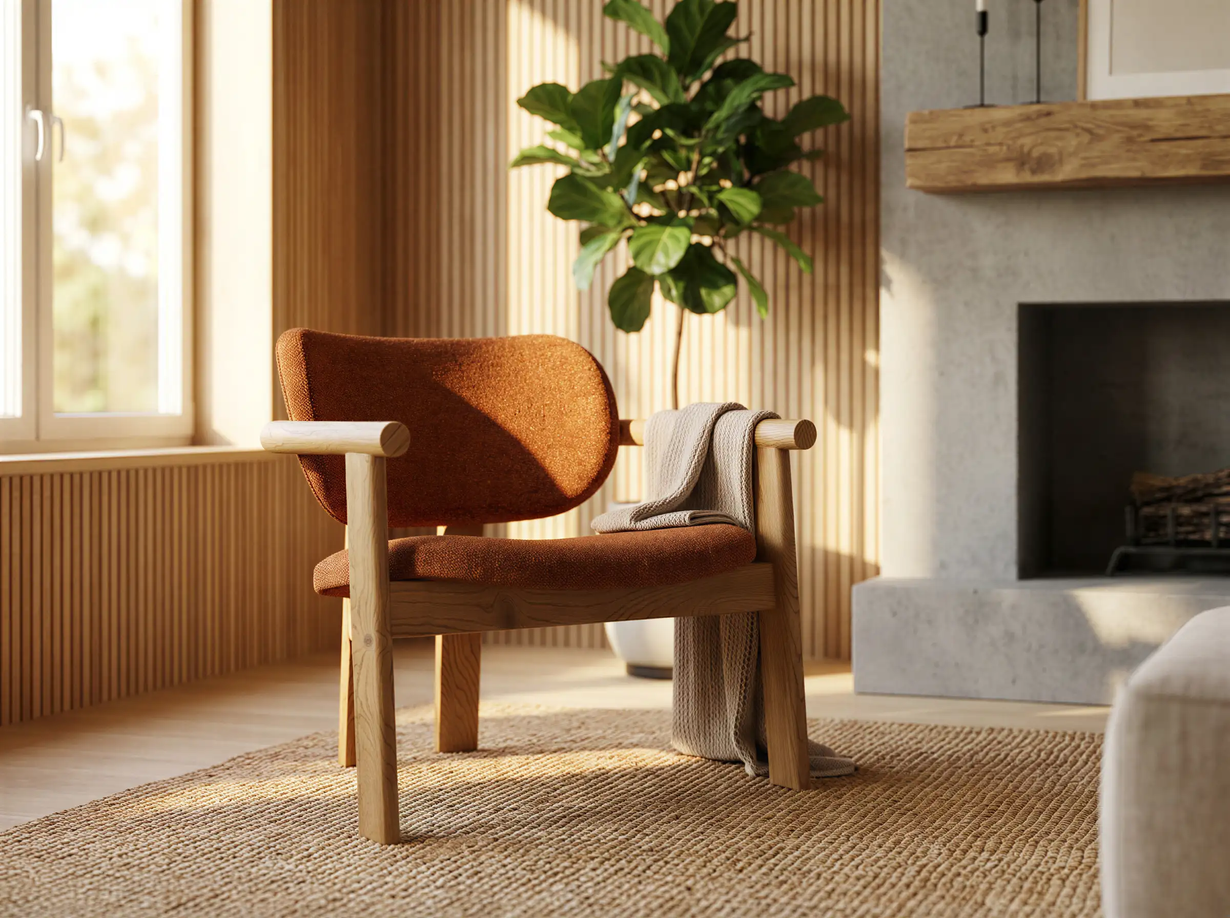 Zenit lounge chair in a warm contemporary living space.