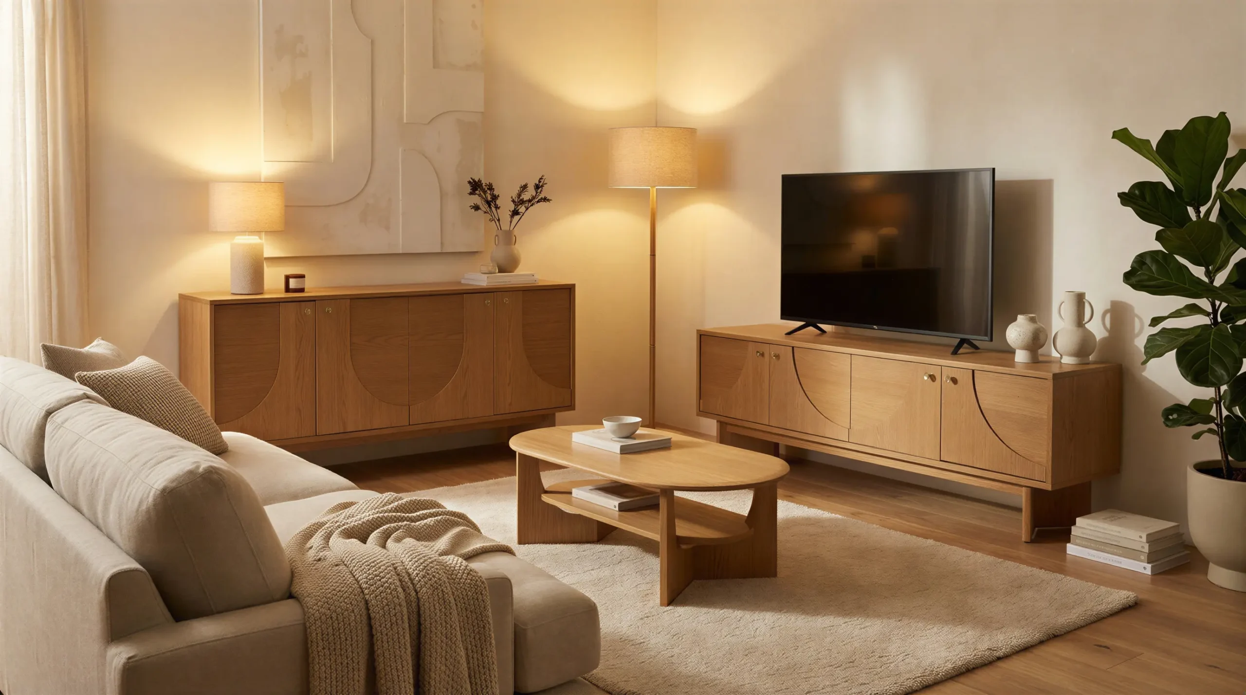 Zenit oak living set in a warm modern home